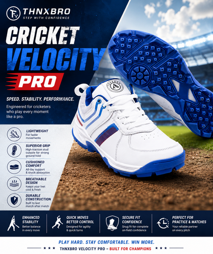 THNXBRO Cricket Velocity Pro – Lightweight Performance Cricket Shoes